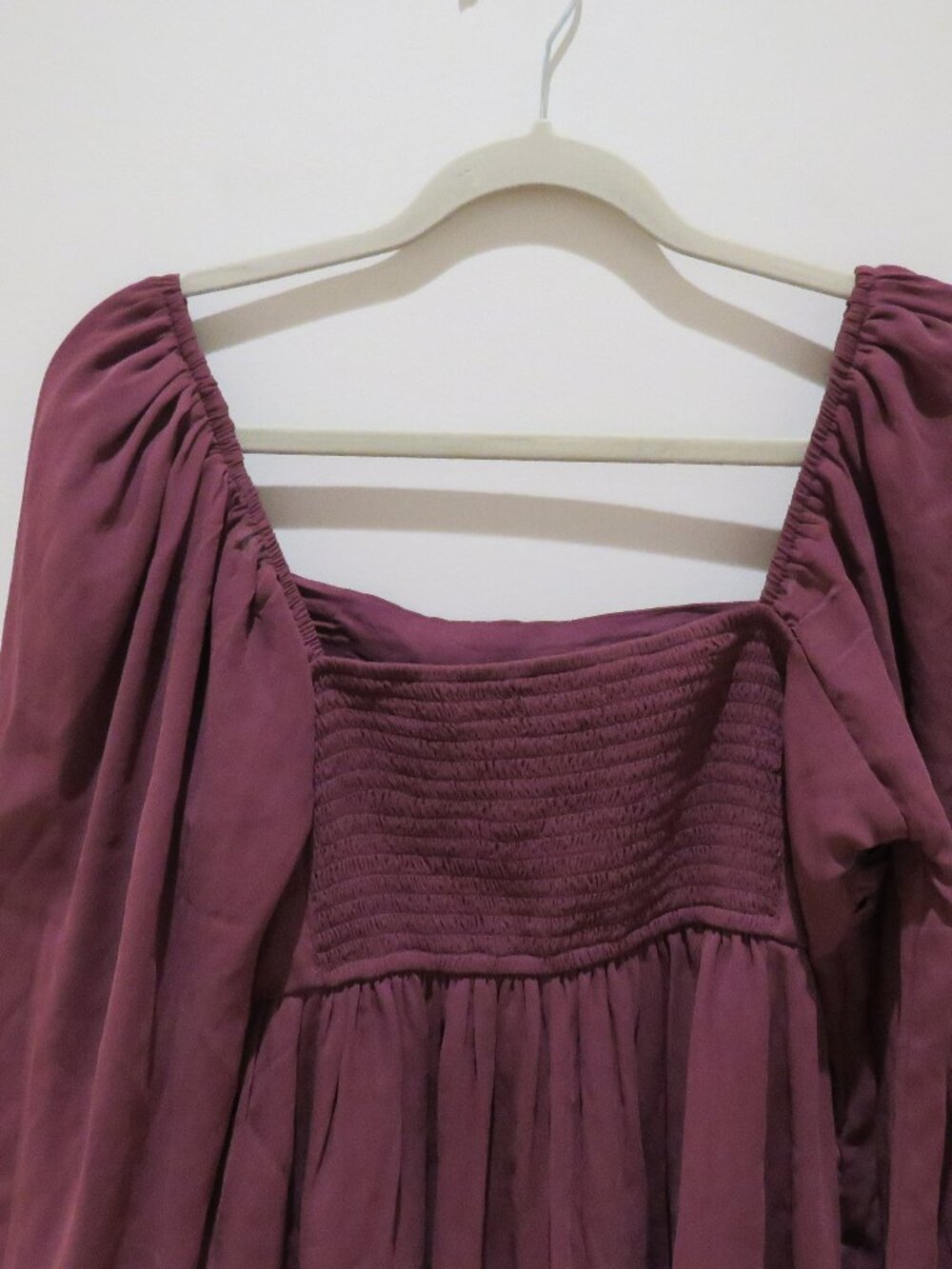 ABERCROMBIE & FITCH Emerson Chiffon Puff Sleeve Mini Dress in Mauve Large Petite - Picture 9 of 11